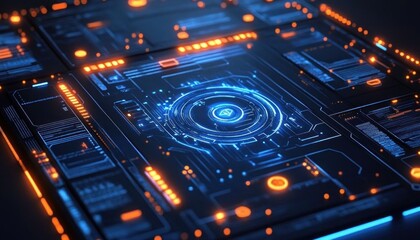 Fototapeta premium Digital Ecosystem Design Blueprint with AI IoT Big Data Integration Pathways and Nodes