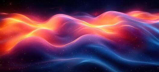 Obraz premium Vibrant Abstract Art with Flowing Neon Shapes on Dark Background