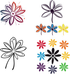 Obraz premium Colorful Flower Illustrations Collection