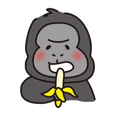 バナナを食べているゴリラ