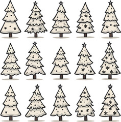 Obraz premium Collection of Cartoon Christmas Trees