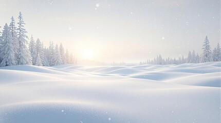 Obraz premium Falling snowflakes create a soft, white blanket that covers the ground in a serene and peaceful winter landscape, backdrop, peaceful, landscape