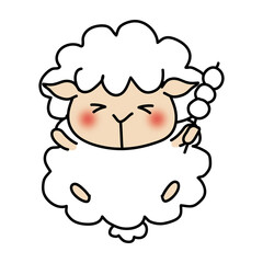 Fototapeta premium お団子を持っている羊