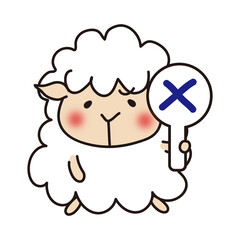 Obraz premium バツを出すほっぺが赤い羊