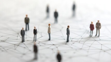 Connected Miniature People Shapes with Thread Lines.