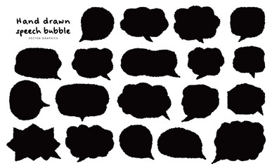 手描き風の可愛い吹き出しイラスト・黒色