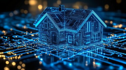 Futuristic smart home model showcasing advanced technology and connectivity