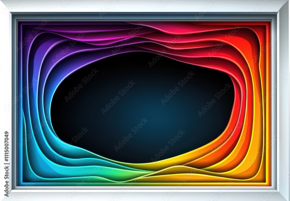 Aufkleber rainbow layers abstract background colorful waves frame