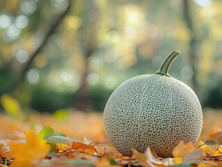 melon isolated on autumn background