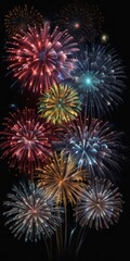 Fototapeta premium Bright fireworks on a black background.