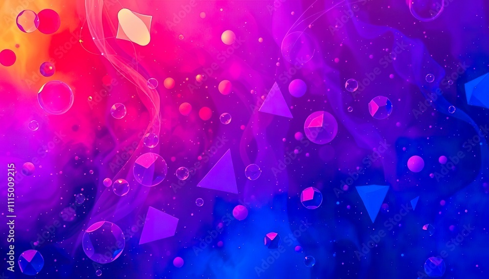 Poster Abstract Colorful Shapes Floating In A Nebula
