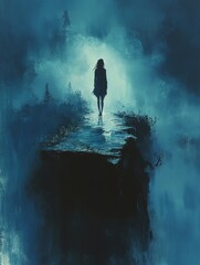 Woman Walking Into the Fog