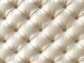 Fototapeta premium Close-Up of Luxurious White Tufted Leather Upholstery with Diamond-Shaped Button Pattern, Highlighting Soft Texture and Elegant Design for Interior Inspiration
