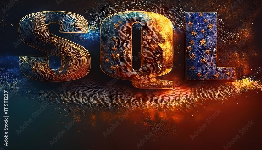 Poster sql database management system abstract art