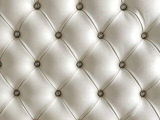 Close-Up of Luxurious White Tufted Leather Upholstery with Diamond-Shaped Button Pattern, Highlighting Soft Texture and Elegant Design for Interior Inspiration
