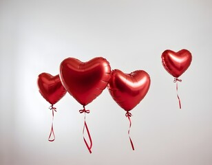 Heart Balloon. Red helium balloon. Glossy, shiny with reflection foil balloon. Red color. Good for anniversary wedding, celebration birthday. Happy St. Valentine's day. Love symbol. Party Decoration
