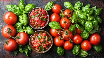Fresh Tomato Basil Salsa Homemade Recipe Italian Food Cooking Ingredients