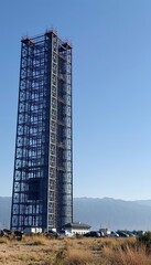 Obraz premium Tall Metal Structure Under Construction Against Blue Sky