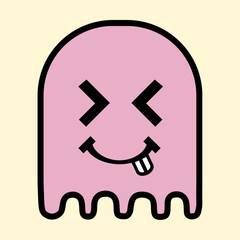 Playful Pink Ghost Character Design for Kids and Digital Art Projects