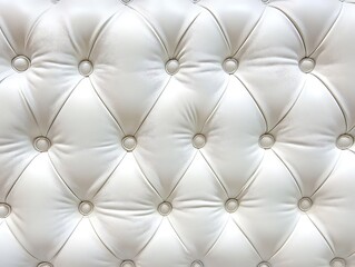 Fototapeta premium Close-Up of Luxurious White Tufted Leather Upholstery with Diamond-Shaped Button Pattern, Highlighting Soft Texture and Elegant Design for Interior Inspiration