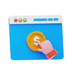 Cost Per Click 3D Icon. PPC advertising and conversion concept