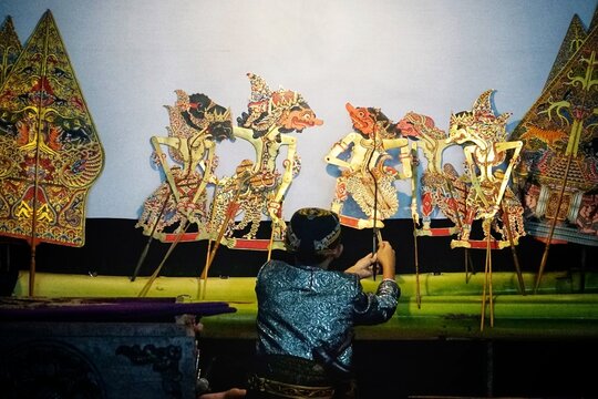 Wayang kulit or puppet traditional art from Java, Indonesia in regional art performances