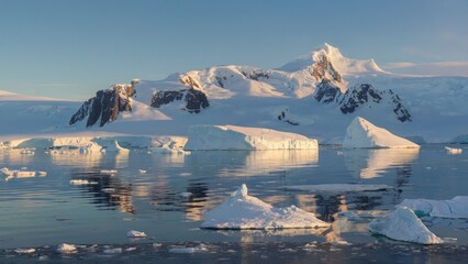 Majestic Aerial Perspective of Antarctica Aerial view of Antarctica under a clear blue sky
