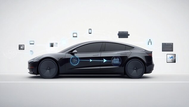 Electric Vehicle's Smart Technology: Seamless Connectivity, Data Integration, and Enhanced Performance.
