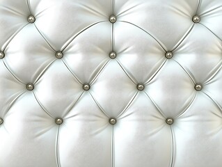 Naklejka premium Close-Up of Luxurious White Tufted Leather Upholstery with Diamond-Shaped Button Pattern, Highlighting Soft Texture and Elegant Design for Interior Inspiration