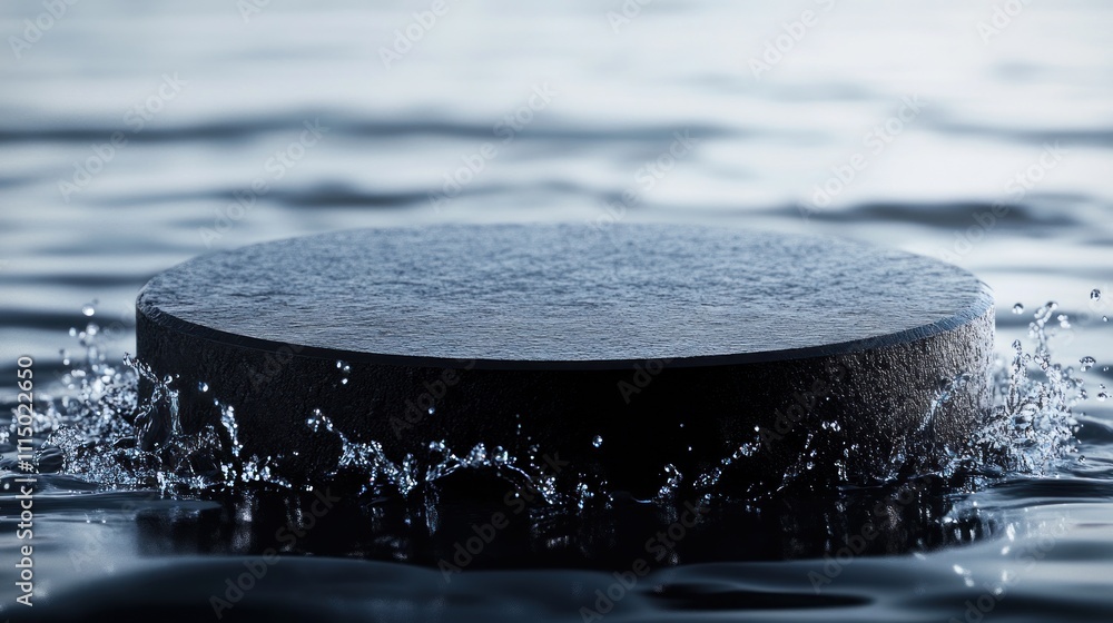 Poster a circular object creating ripples in still water