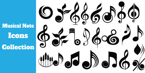 Obraz premium High-Quality Music Notes Icon Set Featuring Unique Symbol Variations for Design.