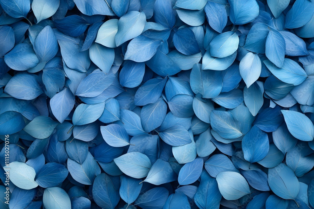 Poster a close-up view of blue leaves arranged in a visually appealing pattern.