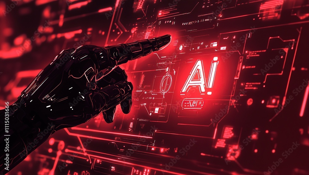 Poster robotic hand interacts with ai interface: exploring futuristic technology and its potential impact o