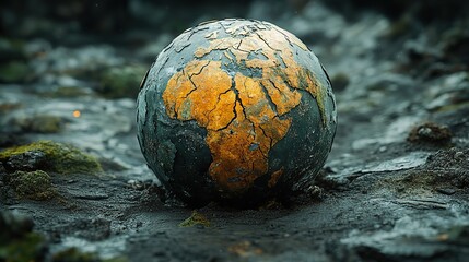 Earth with cracks and patches, symbolizing the severe environmental consequences of human actions