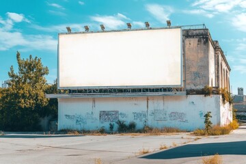 Obraz premium Blank Billboard on Derelict Building 