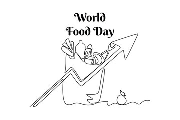 World Food Day concept. Single line draw design vector graphic illustration.