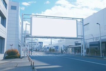 Blank Billboard in Urban Landscape: A towering blank billboard stands proudly in the heart of a bustling urban landscape, offering a captivating canvas for your message.