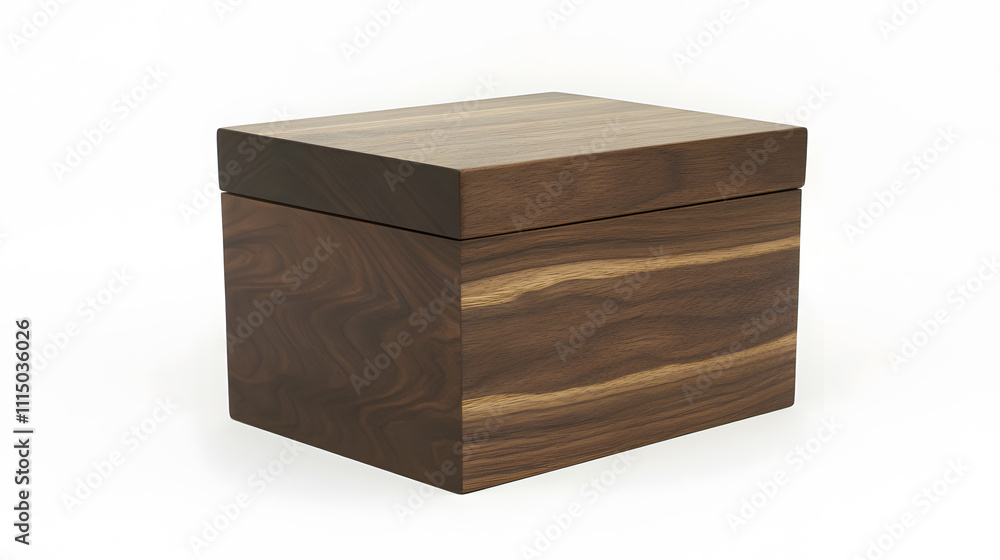 Poster a simple wooden box with a smooth surface and a classic design, suitable for storage or decoration