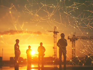 Fototapeta premium Focused Teamwork and Dedication Ensure Successful Delivery of Complex Projects in the Construction Industry and Beyond