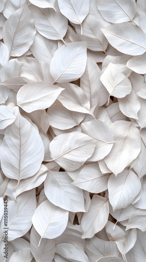 Poster a close-up view of white leaves arranged in a layered pattern.