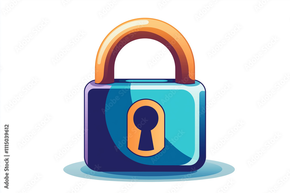 Poster closed padlock symbolizing security and data protection in digital world