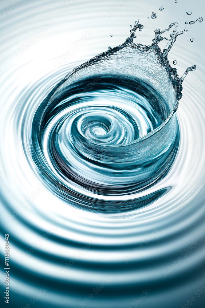 Poster Swirling water vortex creating a splashing wave