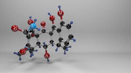 Doxycycline molecule. Molecular structure of vibramycin, used to treat antibacterial infections from acne to malaria, syphilis and lyme disease.