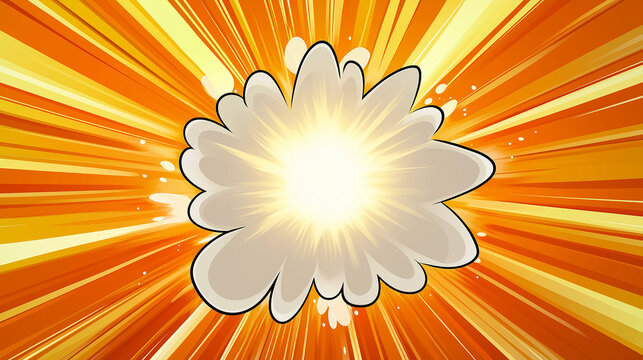 Bright orange and yellow exploding comic zoom lines with smoke