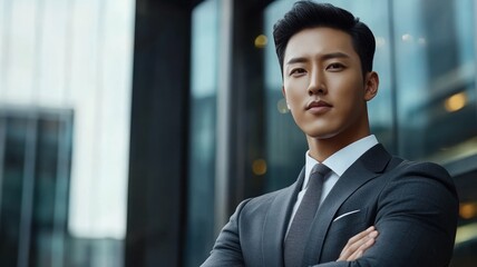 Confident businessman in a modern urban setting 