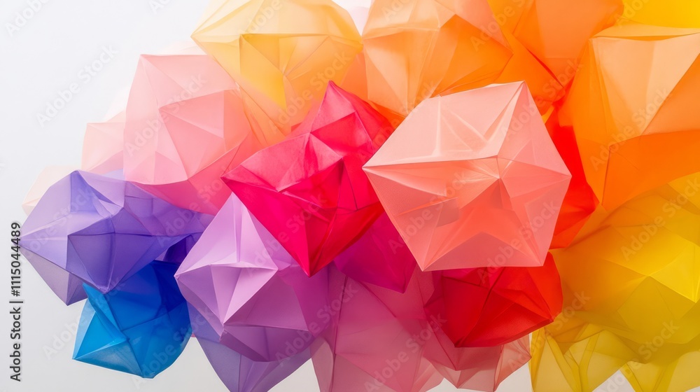 Poster colorful geometric shapes forming an artistic display of transparency and light in vibrant hues, cre