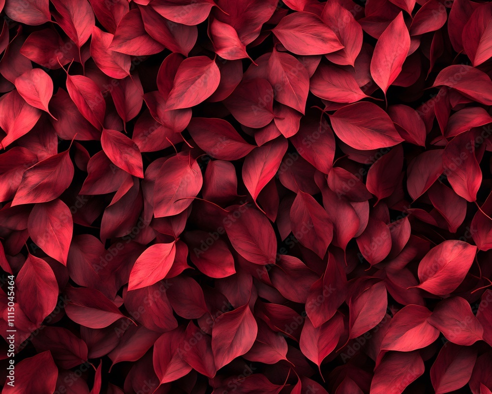 Poster a dense arrangement of vibrant red leaves creating a striking visual texture.