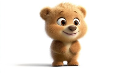 Fototapeta premium Cute animated bear character with a cheerful expression 