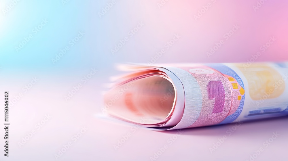 Aufkleber single color 3d banknote model on empty color background