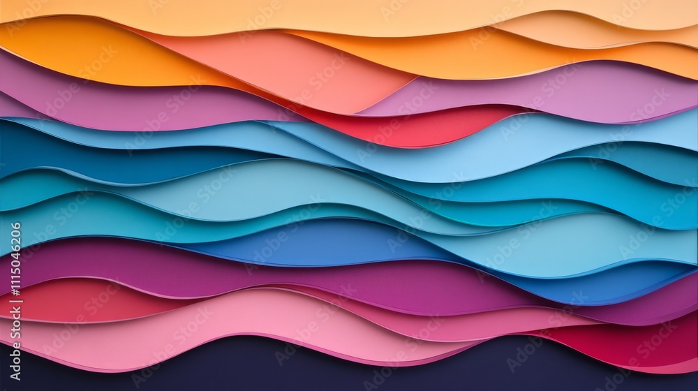 Poster abstract wavy layers in vibrant colors with smooth curves and modern design for creative backgrounds
